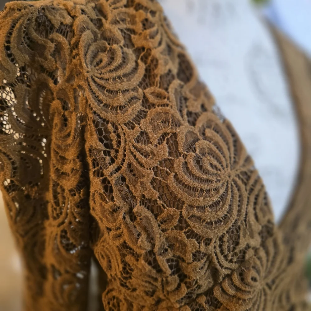 Free People Chocolate Lace Long Sleeve Top